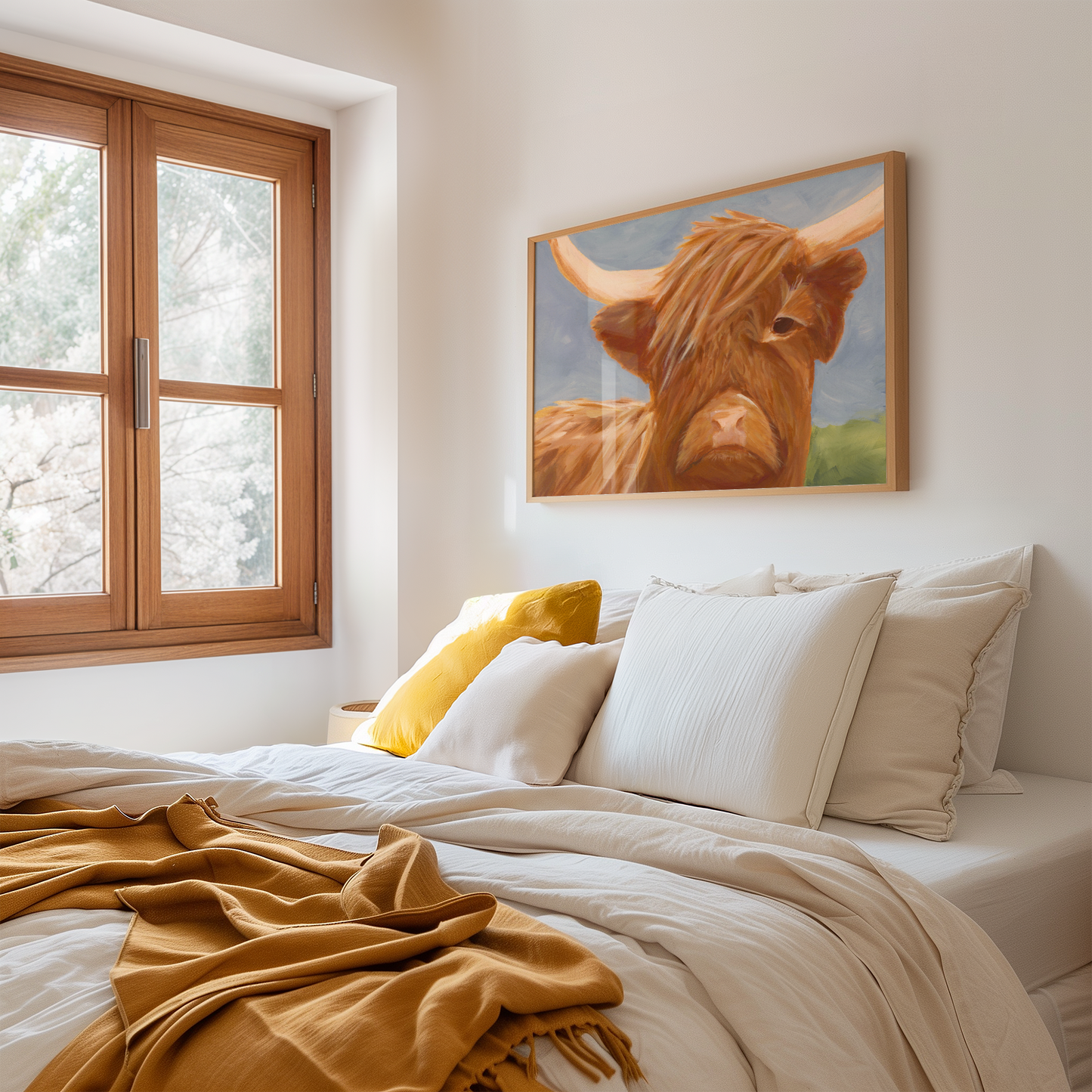 Highland Cow Wall Art | Rustic Farmhouse Animal Poster