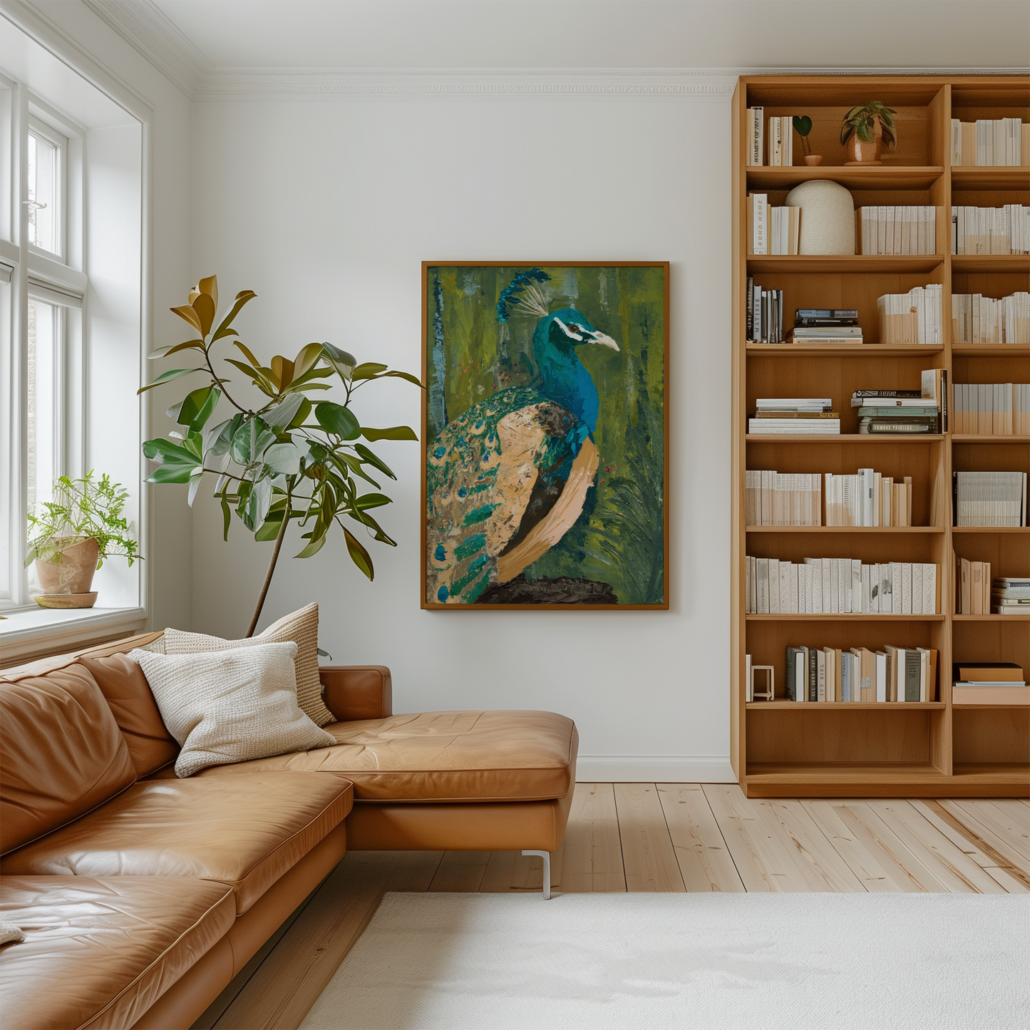 Wind Song - Peacock Art Print | Elegant Blue & Green Bird Wall Decor