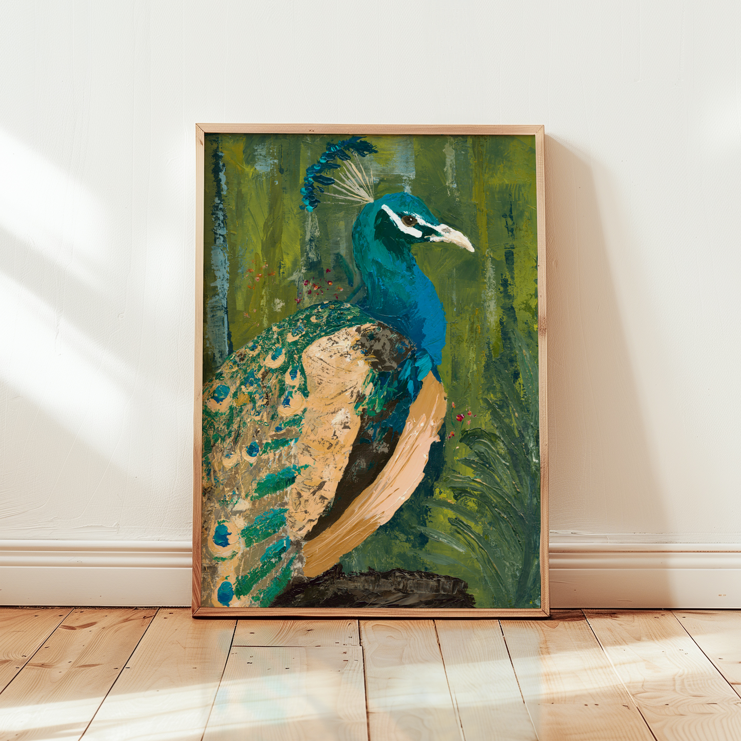 Wind Song - Peacock Art Print | Elegant Blue & Green Bird Wall Decor