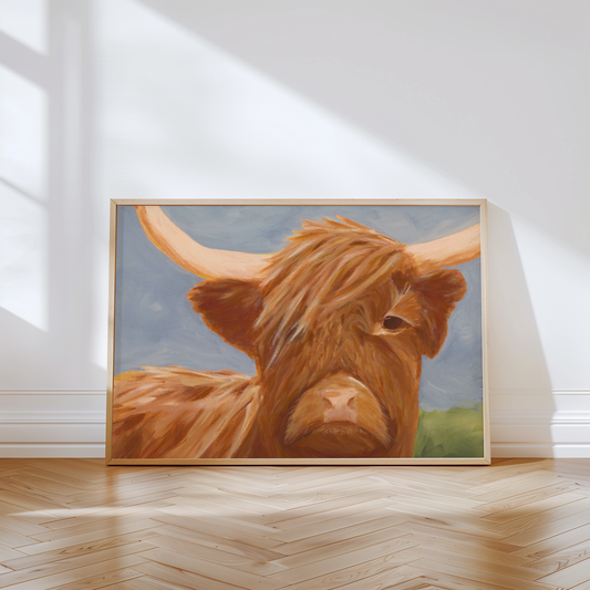 Highland Cow Wall Art | Rustic Farmhouse Animal Poster