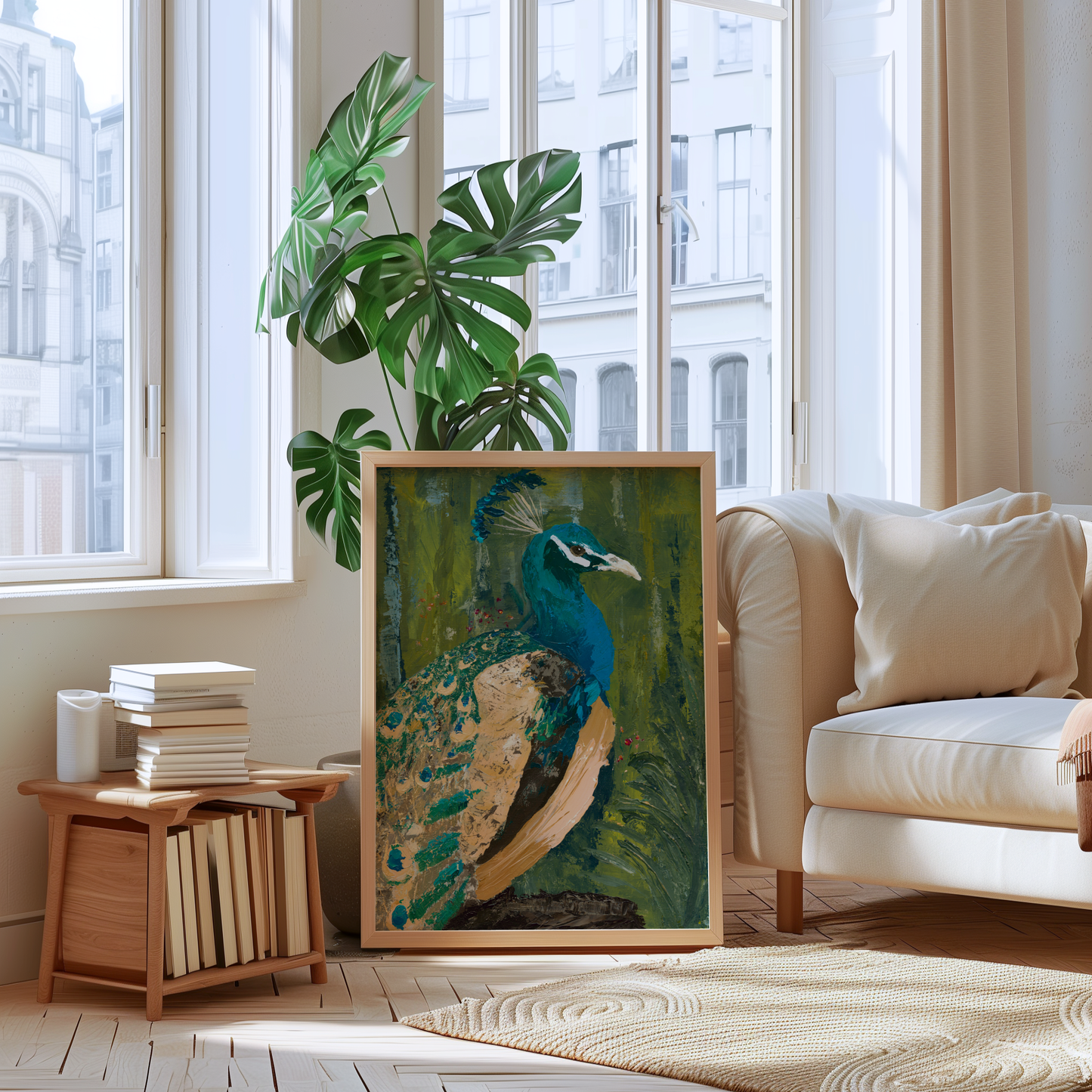 Wind Song - Peacock Art Print | Elegant Blue & Green Bird Wall Decor