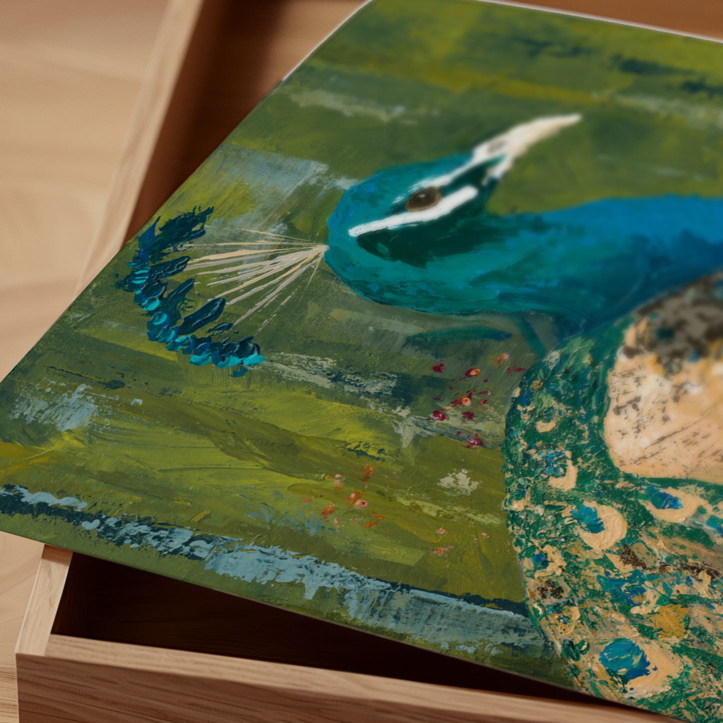 Wind Song - Peacock Art Print | Elegant Blue & Green Bird Wall Decor